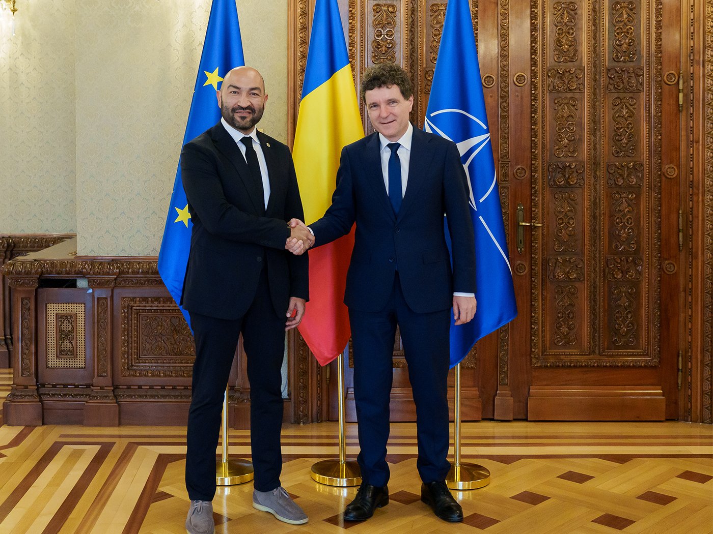Representatives of the Roma Foundation for Europe network meet Romanian president Nicusor Dan in Bucharest.