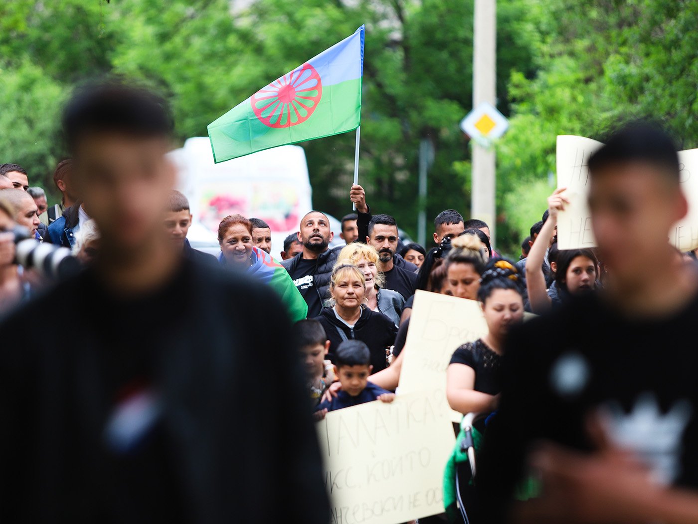 A protest against the demolition of homes in the Zanarna Fabrika neighbourhood of Sofia, Bulgaria, in April 2025. Photo: Emil Metodiev